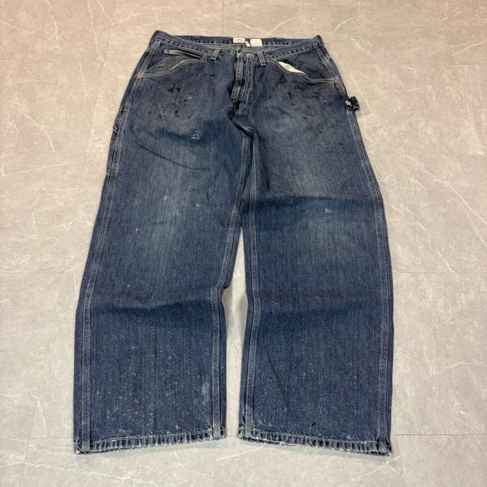 Calvin Klein Jeans Mens 36x32 Carpenter Pants Double Stone Wash Distressed Blue